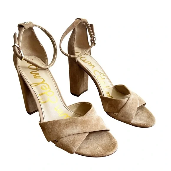 Sam Edelman Yancy Ankle Strap Sandal Block Heel In Oatmeal Tan Womens 9.5 - Picture 5 of 7